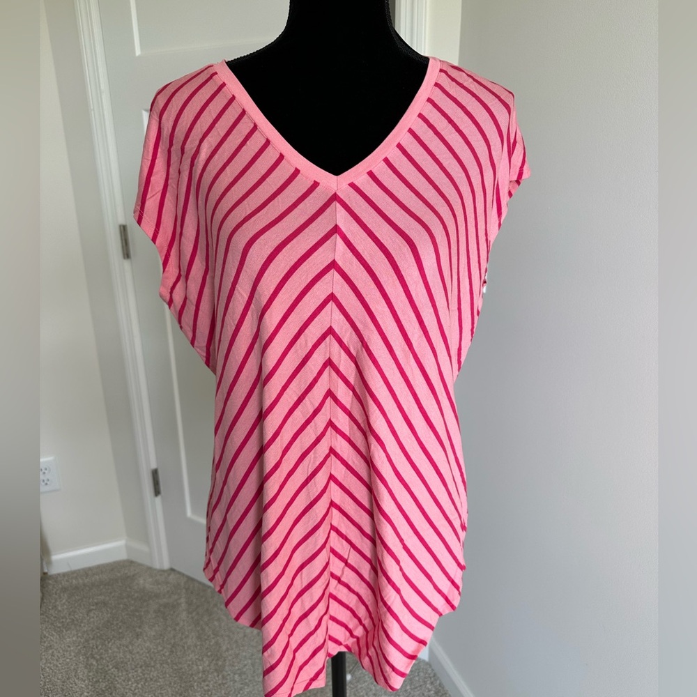 Women’s Christopher & Banks Pink Striped Tee - Picture 4 of 6